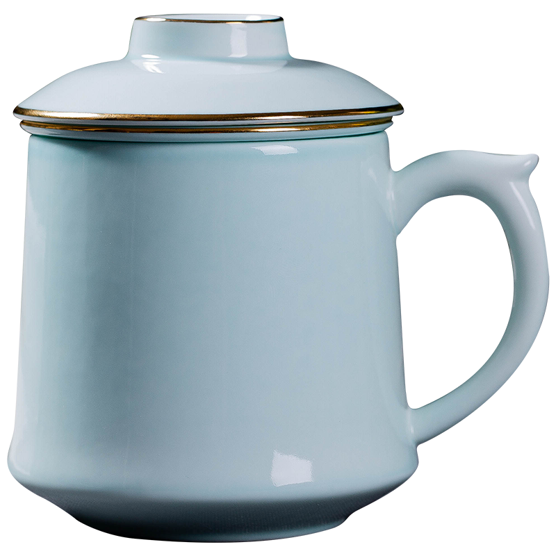 Celadon paint filtration separation of jingdezhen ceramic cups with cover tea tea cups cup office mark cup