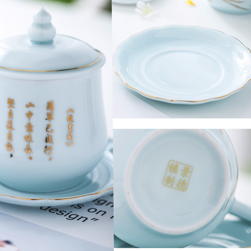 Jingdezhen ceramic cups with cover household glass office personal single cup tea cup fuels the coffee cup