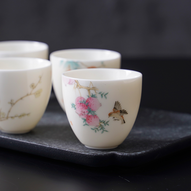 Suet jade kung fu tea cups white jade porcelain sample tea cup jingdezhen ceramic keller cups master cup single CPU