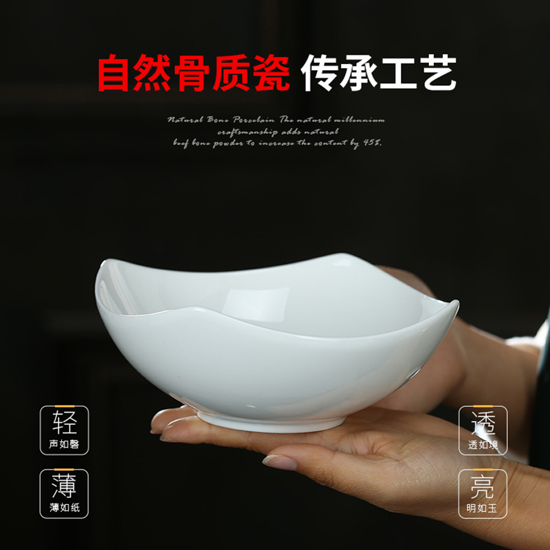 Korean creative salad bowl pure white ipads bowls jingdezhen ceramic bowl bowl household tableware Japanese soup bowl rainbow such use