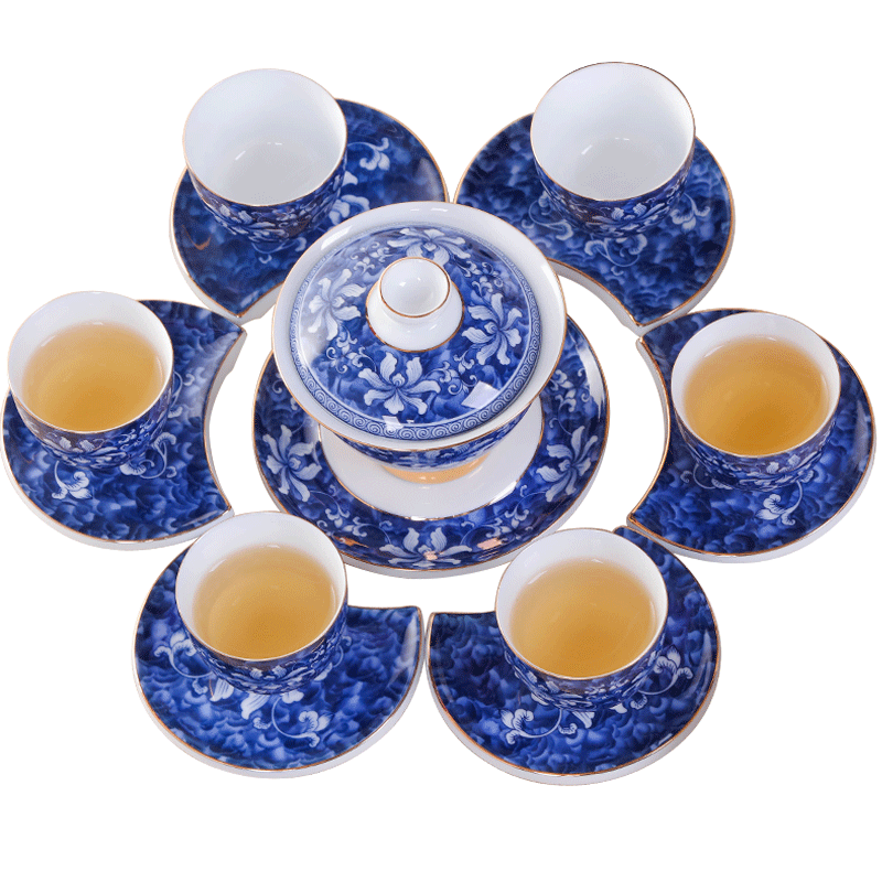 Jingdezhen kung fu tea set suit household porcelain ceramic tea cup tureen tea filter of a complete set of tea service