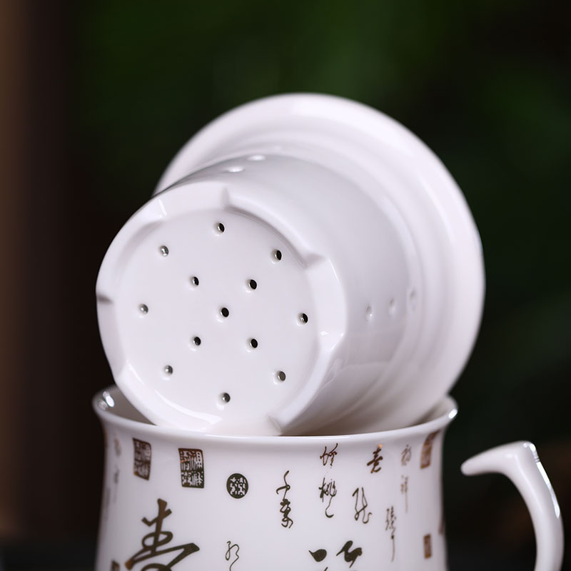 Jingdezhen ceramic cups with cover filter cup tea cup working and meeting the personal outfit 400 ml glass cup