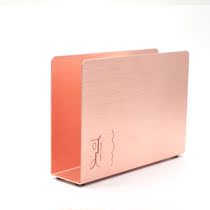 Solid color simple ins wind vertical high-end precious metal copper restaurant dining table storage rack paper towel rack LOGO customization