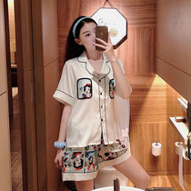Shh on the run Daily Gtra~ Pajamas womens summer ice silk short-sleeved suit Home wear