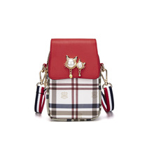 New mini single shoulder slanted satchel bag retro cute phone bag Han version old flower zipped soft leather lady vertical