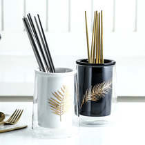 Porcelain farmers chopsticks tube chopsticks Chopsticks Nordic storage box rack chopsticks cage drain anti-mold chopsticks bucket household