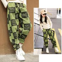 Rain star Rain Yan girls spring and autumn pants 2021 new foreign style female big children camouflage casual pants childrens overalls tide