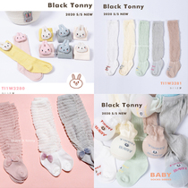Small black Totie spring and summer new baby girl anti mosquito socks cute thin black Tony socks
