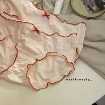 Day Ensemble Gentle Little Fresh Comfort Soft Cotton Pure Color Wood Ear Side Low Purse Hip Knickers