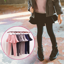 Childrens clothing girls plus velvet skirt pants Korean version of Zhongda children childrens thick outer wearing leggings girl pants