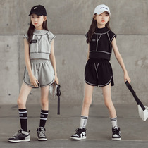 Girl Short Sleeve Shorts Suit 2022 Summer Dress New CUHK Child Casual Sports Tide Cool Parenting 2 Pieces Chic