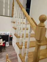 Wooden escalator stair handrail interior simple modern solid wood guardrail paint-free handrail oak solid wood stair steps