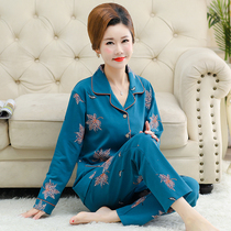 Middle Aged Sleeping Dressing Woman Spring Autumn Season Pure Cotton Long Sleeve Female Style 40-50-year-old The suit worn by middle-aged moms