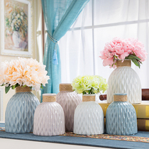 Mediterranean minimalist US-Japan style ceramic vase Blue and white emulated floral art Home Living room Book room Decoration Pendulum