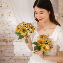 Handzzasunflower Emulation Flower Wedding Celebration Hands Flowers Home Decoration Flower Bouquet Stage Cloth View Photography Props Hem Flowers