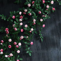 Emulation Rose Vine Fake Flowers Vines Air Conditioning Piping Hookup Decoration Vines Tubes Plastic Upscale Wall Shelter