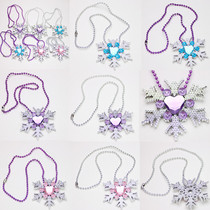 Silver snowflake necklace Frozen Love gauze little Princess blue purple pink snowflake pendant Girl Necklace jewelry