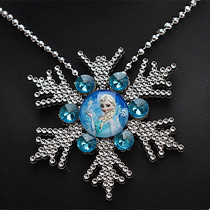 Frozen Eyah Princess Snowflake Necklace Sophia Purple Round Plastic Pendant Girl Baby Accessories