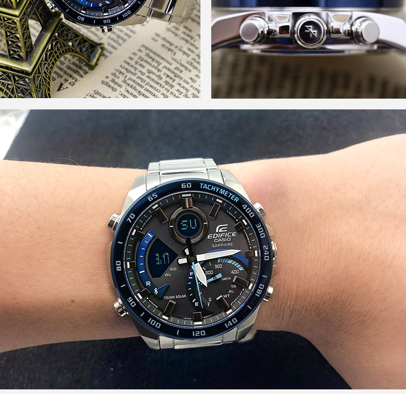 卡西欧手表 edifice ecb-900ydb-1b/1a 太阳能蓝牙石英休闲男表