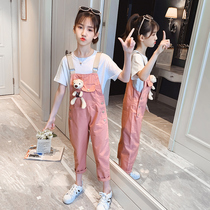 Girls' summer suit online trendy children's clothing Western chic children's fashionable overalls pants two-piece set