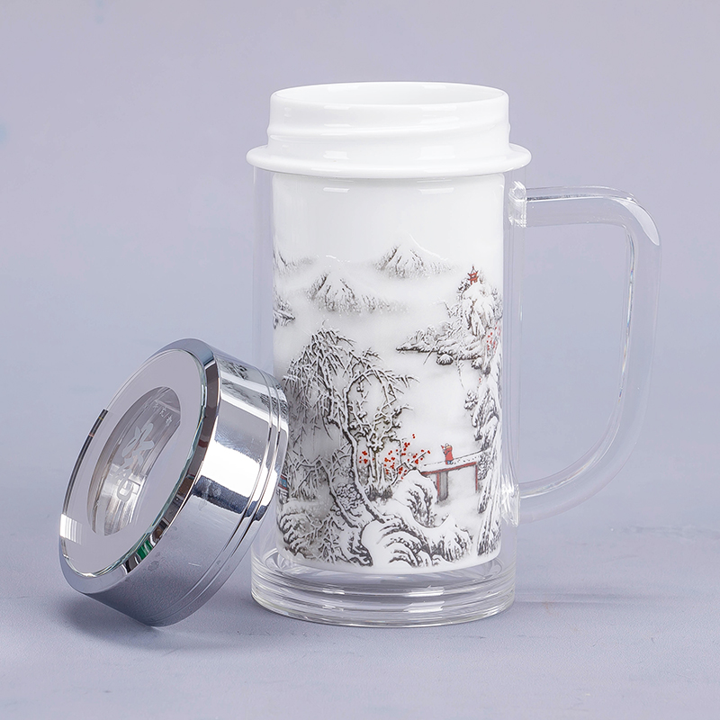 Jingdezhen ceramic snow keep - a warm glass cup double office cup insulation cup boss cup custom logo