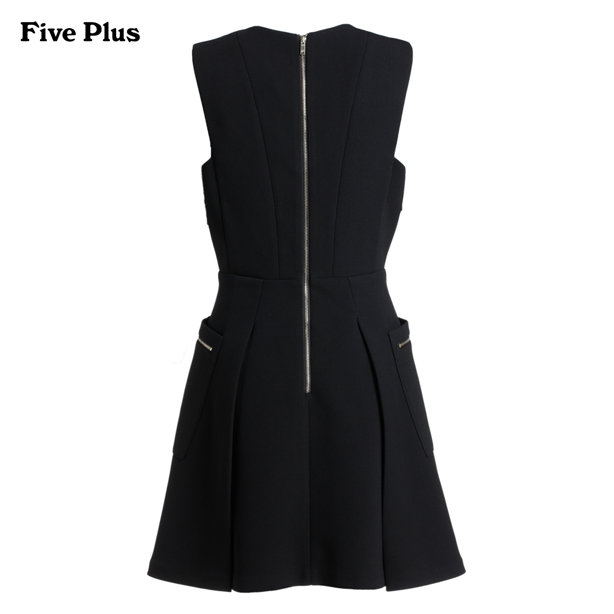 Five Plus2016新品女秋装气质纯色V领高腰无袖连衣裙2HM4081160产品展示图5