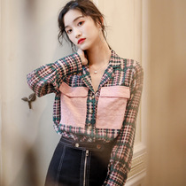  Sandro Moscoloni retro plaid shirt skirt two-piece female spring and autumn temperament small fragrance suit skirt