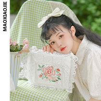 Original Package Small crowdsourced Large-capacity fairy Gentle Wind Lace Bag Handbag Carry-on Satchel Womens Summer Retro