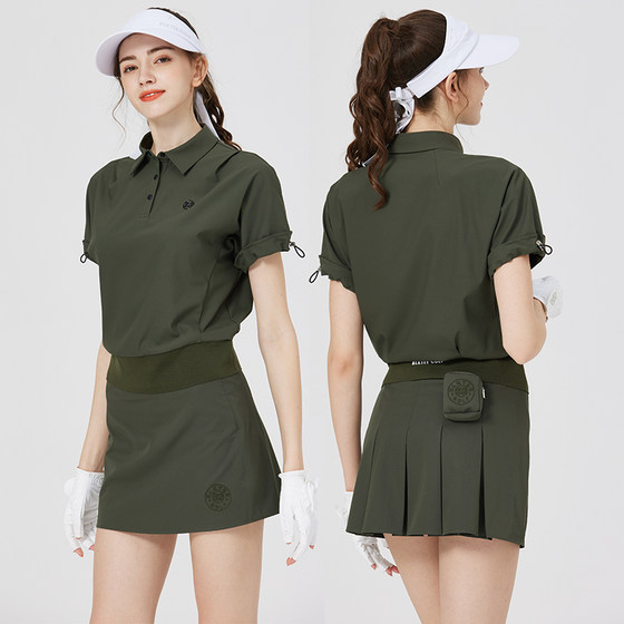 25BG golf clothing women's short-sleeved top stretch breathable loose POLO shirt women's jersey anti-exposure skirt 25BG golf clothing women's short-sleeved top stretch breathable loose POLO shirt women's jersey anti-exposure skirt