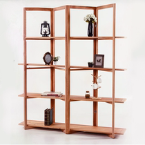 Nordic solid wood partition bookshelf multi-layer folding shelf Living room entrance floor-to-ceiling display rack Simple shelf screen