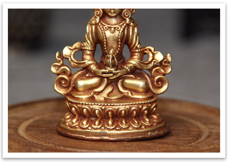 佛教用品 鎏金藏传密宗尼泊尔小佛像 铜长寿佛特价