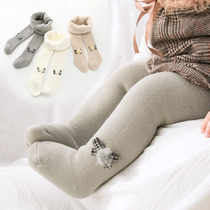 Baby pantyhose autumn and winter girls pantyhose plus velvet padded padded leggings baby padded jumpsuit