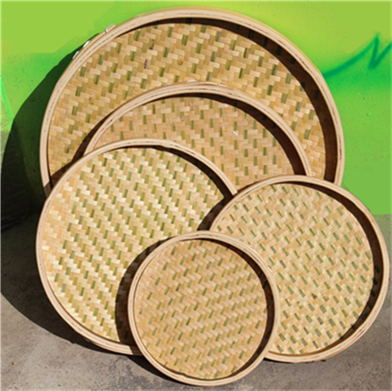 Bamboo has manual household air basks in circular hole, ZhuBian dustpan Bamboo tea sieve tray was Bamboo woven products