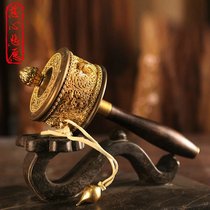 Hand-cranked Meridian wheel pure copper relief Tibetan scripture tube tantric Buddhism eight auspicious six-character truth compassion and compassion