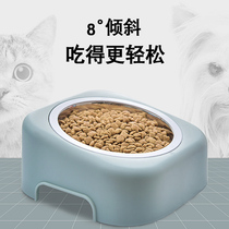 New stainless steel dog bowl inclined mouth single Bowl non-slip thick Teddy small dog pet bowl cat food basin