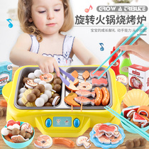 Childrens barbecue stove toy simulation over the house cooking skewers hot pot kitchen electric kitchenware set girl toy