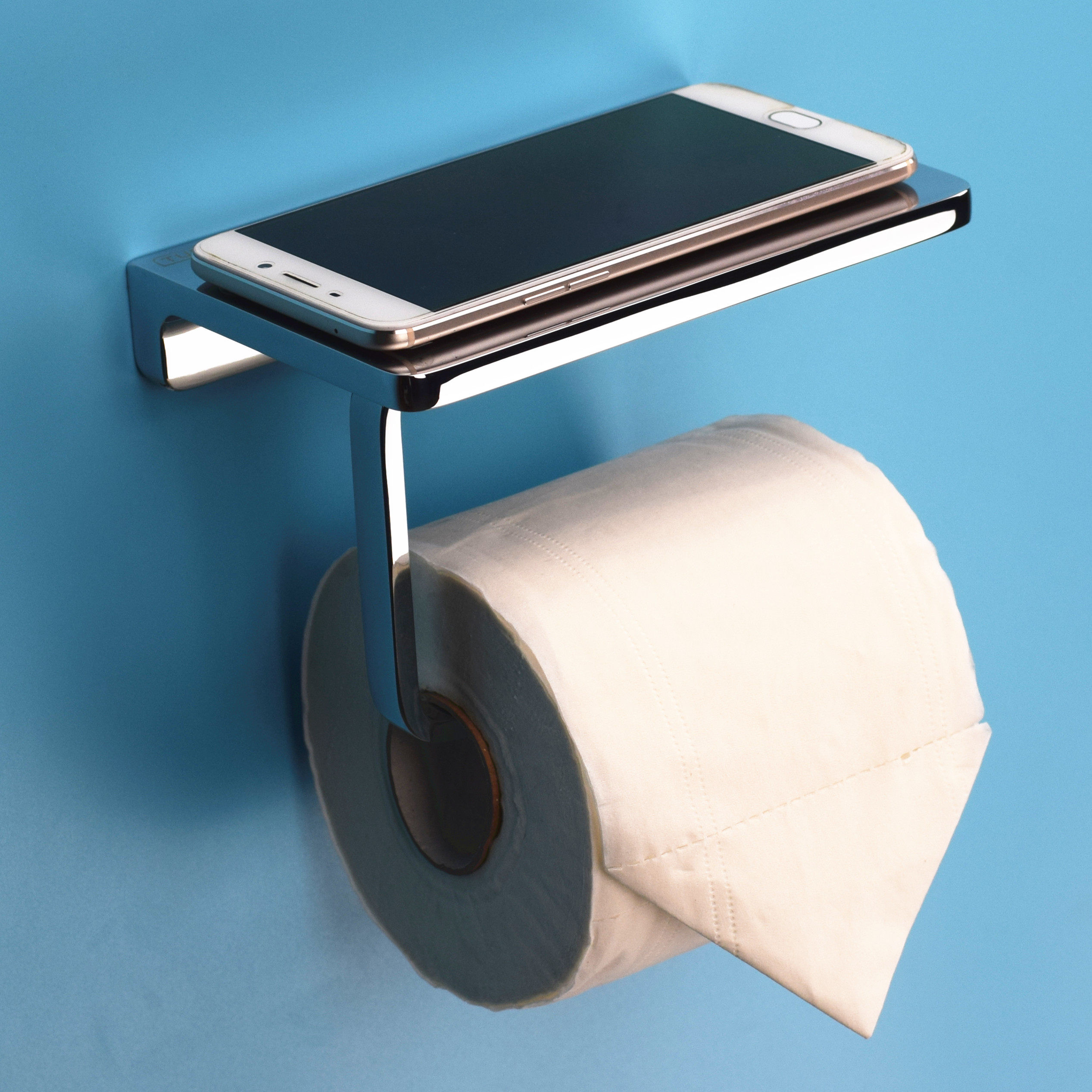 德国当代全铜实心多功能厕纸架卷纸器手机平板置物架纸巾架五金