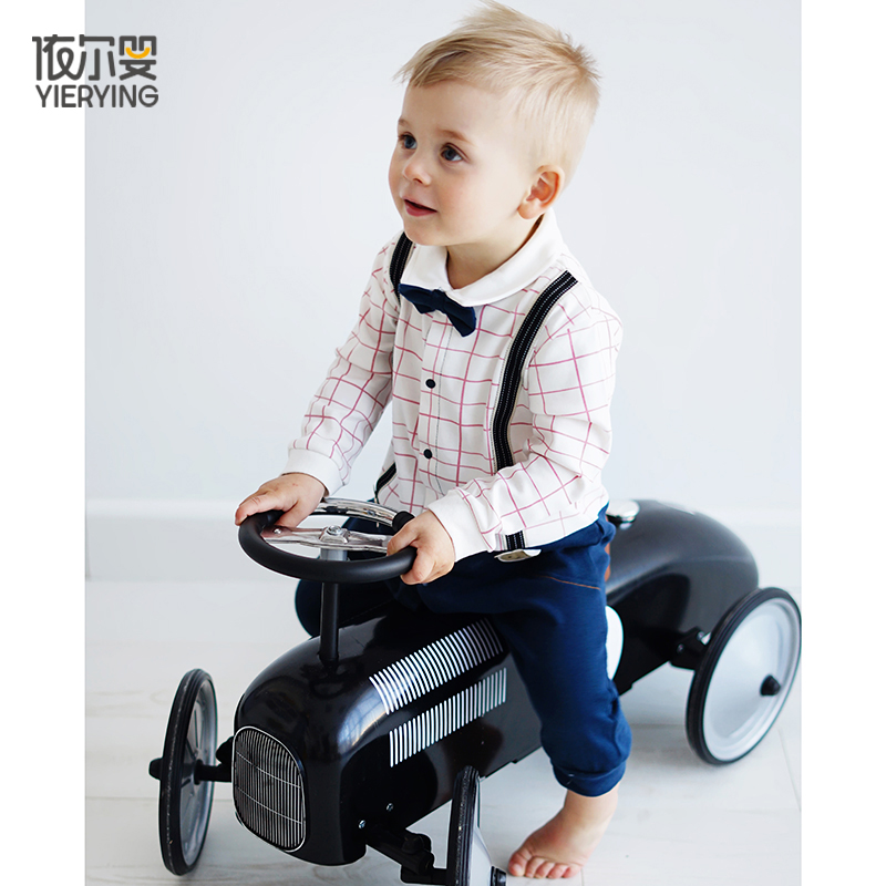 Baby clothes full moon clothes boy baby hundred days banquet one year old gentleman dress newborn jumpsuit hundred days spring and autumn