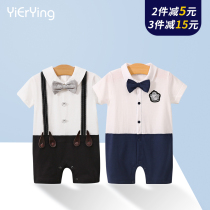 Summer thin Hundred Days baby gentleman jumpsuit full moon baby mens dress one year birthday