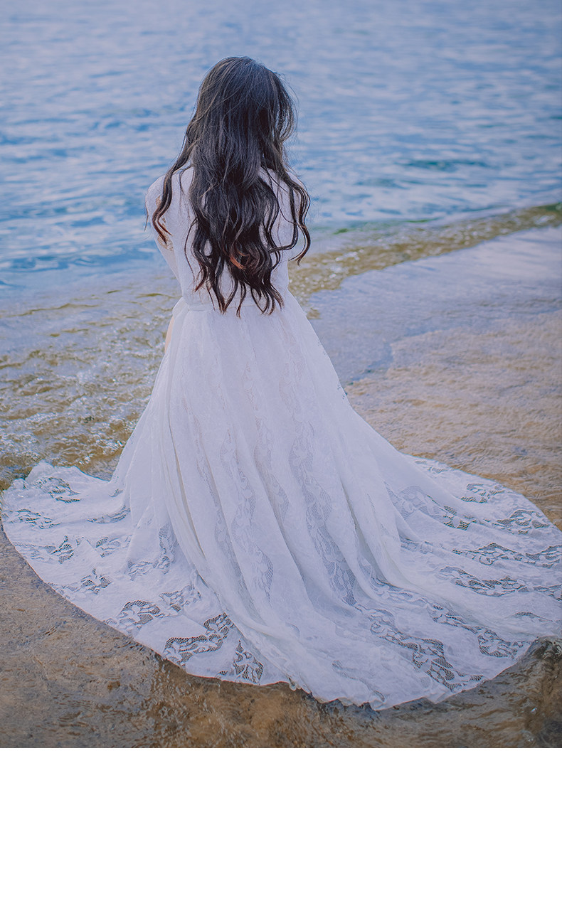 欧美高端度假仙女长裙2017春夏新款修身显瘦长款蕾丝大摆连衣裙