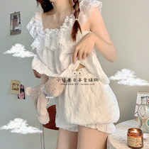 You gelato pique sweet girl cute pajamas women summer suspender shorts homewear set