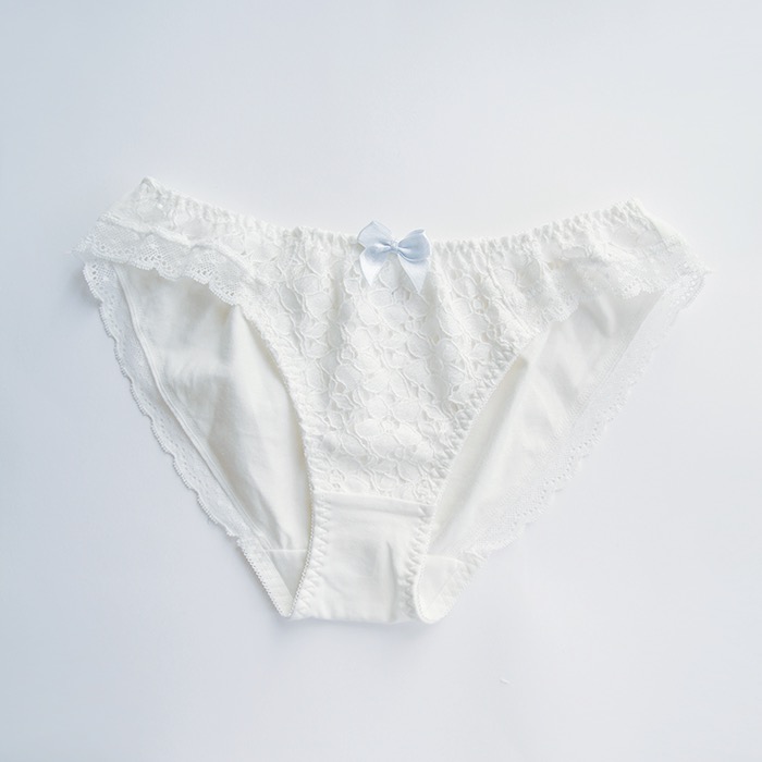 白色内裤女中腰纯棉莫代尔可爱日系学生蕾丝三角性感短裤胖次大码