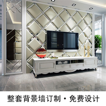 Custom soft bag background wall Hard bag TV wall Custom diamond soft bag mirror strip mirror living room background wall