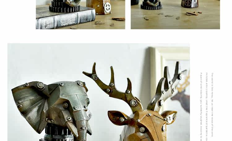 桌面摆件欧式复古个性机械风格鹿头男生日礼物新奇创意家居装饰品