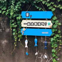 Kindergarten wall decoration classroom corridor wood board diy ring creation theme wall color graffiti hanging Mediterranean Sen