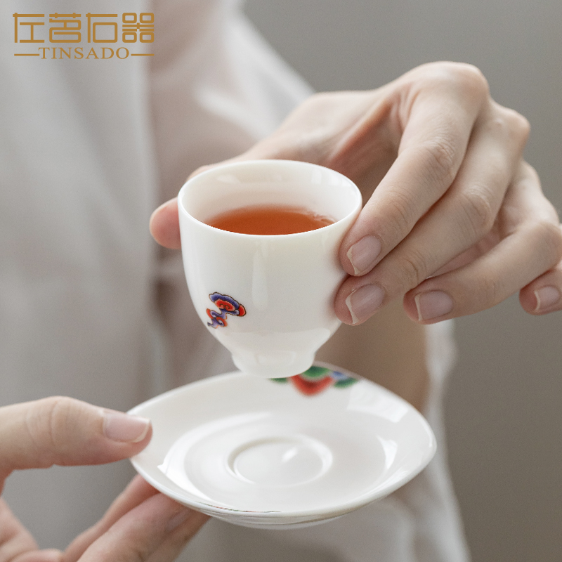 ZuoMing right is white porcelain ceramic cups kung fu tea set a single master cup sample tea cup single cup by hand only