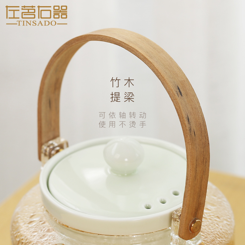 ZuoMing right implement single pot of thickening glass teapot steam pot of boiled tea steamer set girder pot of household ceramics bladder