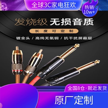 Double 6 5 big two-core turn double lotus male-to-male audio line mixer microphone amplifier sound card cable