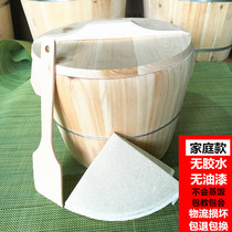Wooden bucket rice steamed rice bucket Rice Kitchen household commercial size steaming rack steamed rice bucket with lid steamer