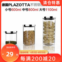 German Plazotta Glass Food Seal Pot Storage Jar Honey Bottle Tea Milk Powder Candy Jar 01430